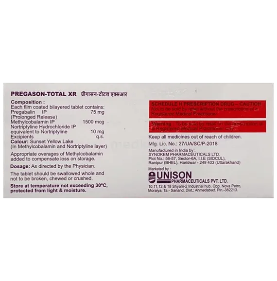 pregason total xr tablet 10's